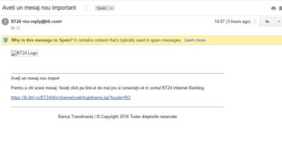 presupusul email venit de la bt24